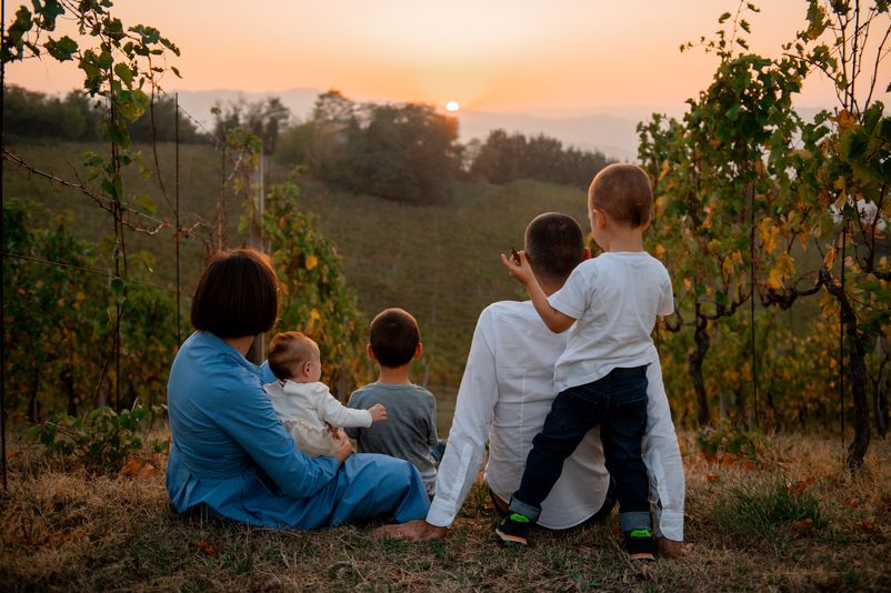 Daniela, Francesco, Leonardo, Tommaso e Bianca – Servizio di famiglia al tramonto
