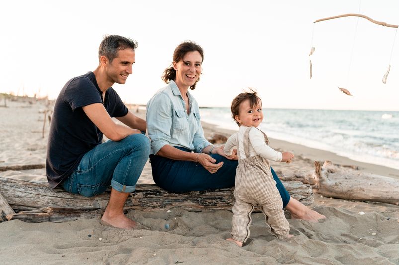 Silvia, Stefano e Nicola – Servizio fotografico di famiglia al mare al tramonto